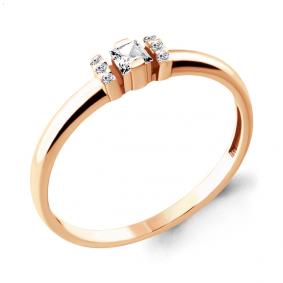Золотое кольцо AQUAMARINE 68161А с фианитом 68161А фото