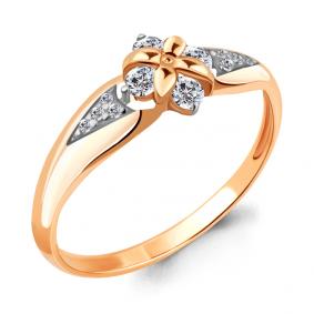 Золотое кольцо AQUAMARINE 68282А с фианитом 68282А фото