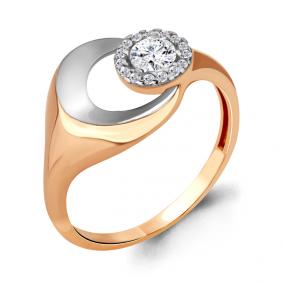 Золотое кольцо AQUAMARINE 68290А с фианитом 68290А фото