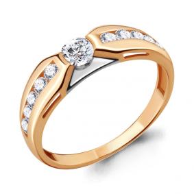 Золотое кольцо AQUAMARINE 68326А с фианитом 68326А фото