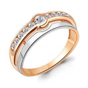 Золотое кольцо AQUAMARINE 68334А с фианитом 68334А фото