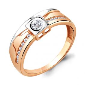 Золотое кольцо AQUAMARINE 68335А с фианитом 68335А фото