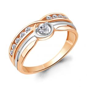 Золотое кольцо AQUAMARINE 68337А с фианитом 68337А фото