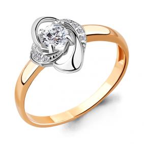 Золотое кольцо AQUAMARINE 68379А с фианитом 68379А фото