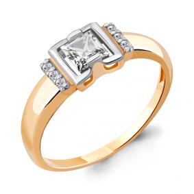 Золотое кольцо AQUAMARINE 68380А с фианитом 68380А фото