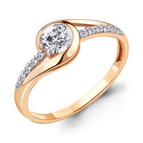 Золотое кольцо AQUAMARINE 68411А с фианитом 68411А фото