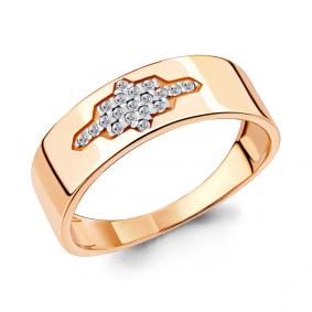 Золотое кольцо AQUAMARINE 68420А с фианитом 68420А фото