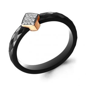 Золотое кольцо AQUAMARINE 68437 с фианитом и керамикой 68437 фото