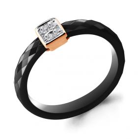 Золотое кольцо AQUAMARINE 68438 с фианитом и керамикой 68438 фото