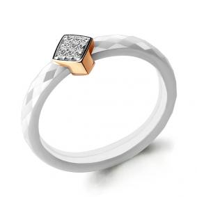 Кольцо из белого золота AQUAMARINE 68452 с фианитом и керамикой 68452 фото
