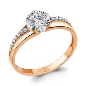 Золотое кольцо AQUAMARINE 68501А с фианитом 68501А фото