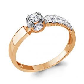 Золотое кольцо AQUAMARINE 68502А с фианитом 68502А фото