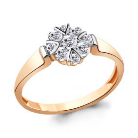 Золотое кольцо AQUAMARINE 68504А с фианитом 68504А фото