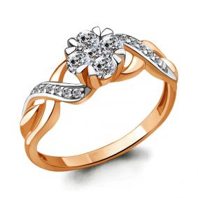 Золотое кольцо AQUAMARINE 68506А с фианитом 68506А фото