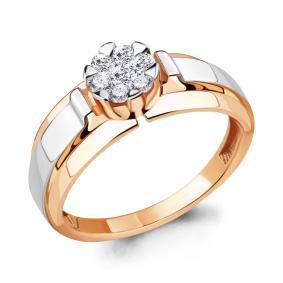 Золотое кольцо AQUAMARINE 68507А с фианитом 68507А фото