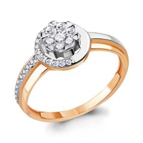 Золотое кольцо AQUAMARINE 68509А с фианитом 68509А фото