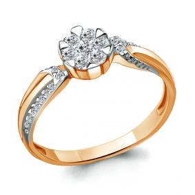 Золотое кольцо AQUAMARINE 68510А с фианитом 68510А фото