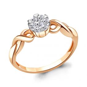 Золотое кольцо AQUAMARINE 68511А с фианитом 68511А фото