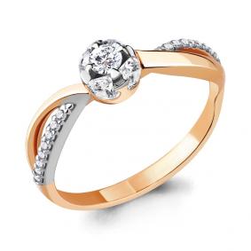 Золотое кольцо AQUAMARINE 68513А с фианитом 68513А фото