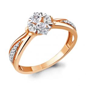 Золотое кольцо AQUAMARINE 68515А с фианитом 68515А фото