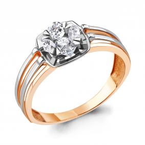 Золотое кольцо AQUAMARINE 68517А с фианитом 68517А фото