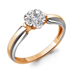 Золотое кольцо AQUAMARINE 68574А с фианитом 68574А фото