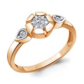 Золотое кольцо AQUAMARINE 68589А с фианитом 68589А фото