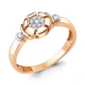 Золотое кольцо AQUAMARINE 68591А с фианитом 68591А фото