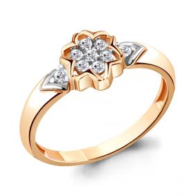 Золотое кольцо AQUAMARINE 68593А с фианитом 68593А фото