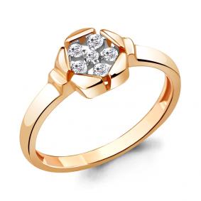 Золотое кольцо AQUAMARINE 68596А с фианитом 68596А фото