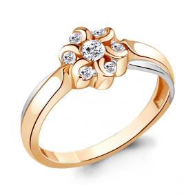 Золотое кольцо AQUAMARINE 68601А с фианитом 68601А фото