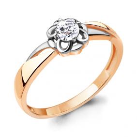 Золотое кольцо AQUAMARINE 68643 с фианитом 68643 фото