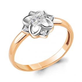 Золотое кольцо AQUAMARINE 68644А с фианитом 68644А фото