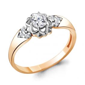 Золотое кольцо AQUAMARINE 68645А с фианитом 68645А фото