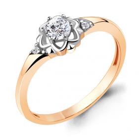 Золотое кольцо AQUAMARINE 68647 с фианитом 68647 фото