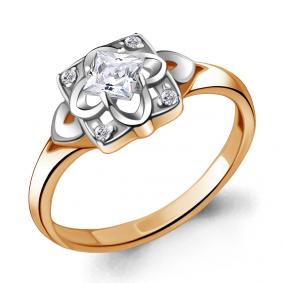 Золотое кольцо AQUAMARINE 68670 с фианитом 68670 фото