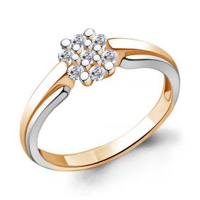 Золотое кольцо AQUAMARINE 68686А с фианитом 68686А фото