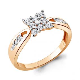 Золотое кольцо AQUAMARINE 68687А с фианитом 68687А фото