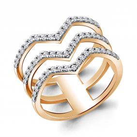 Золотое кольцо AQUAMARINE 68692А с фианитом 68692А фото