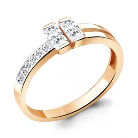 Золотое кольцо AQUAMARINE 68698А с фианитом 68698А фото