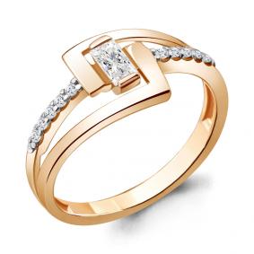 Золотое кольцо AQUAMARINE 68700А с фианитом 68700А фото