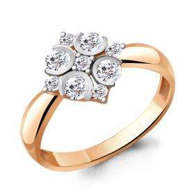 Золотое кольцо AQUAMARINE 68710А с фианитом 68710А фото