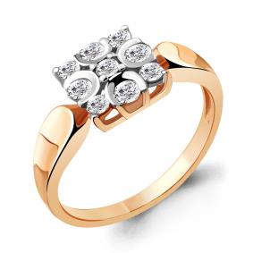 Золотое кольцо AQUAMARINE 68715А с фианитом 68715А фото