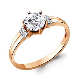 Золотое кольцо AQUAMARINE 68785 с фианитом 68785 фото