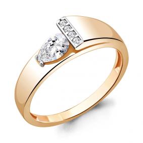 Золотое кольцо AQUAMARINE 68786 с фианитом 68786 фото
