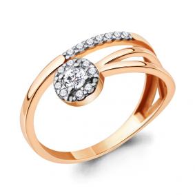 Золотое кольцо AQUAMARINE 68820А с фианитом 68820А фото
