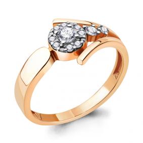 Золотое кольцо AQUAMARINE 68821А с фианитом 68821А фото