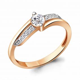 Золотое кольцо AQUAMARINE 68909А с фианитом 68909А фото