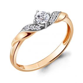 Золотое кольцо AQUAMARINE 68926А с фианитом 68926А фото