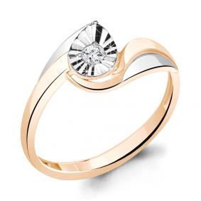 Золотое кольцо AQUAMARINE 68974 с фианитом 68974 фото